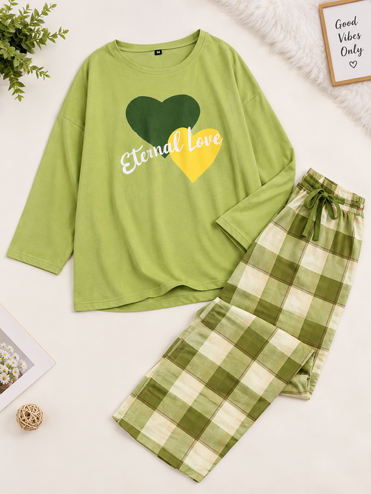 external love heart pjs night suit
