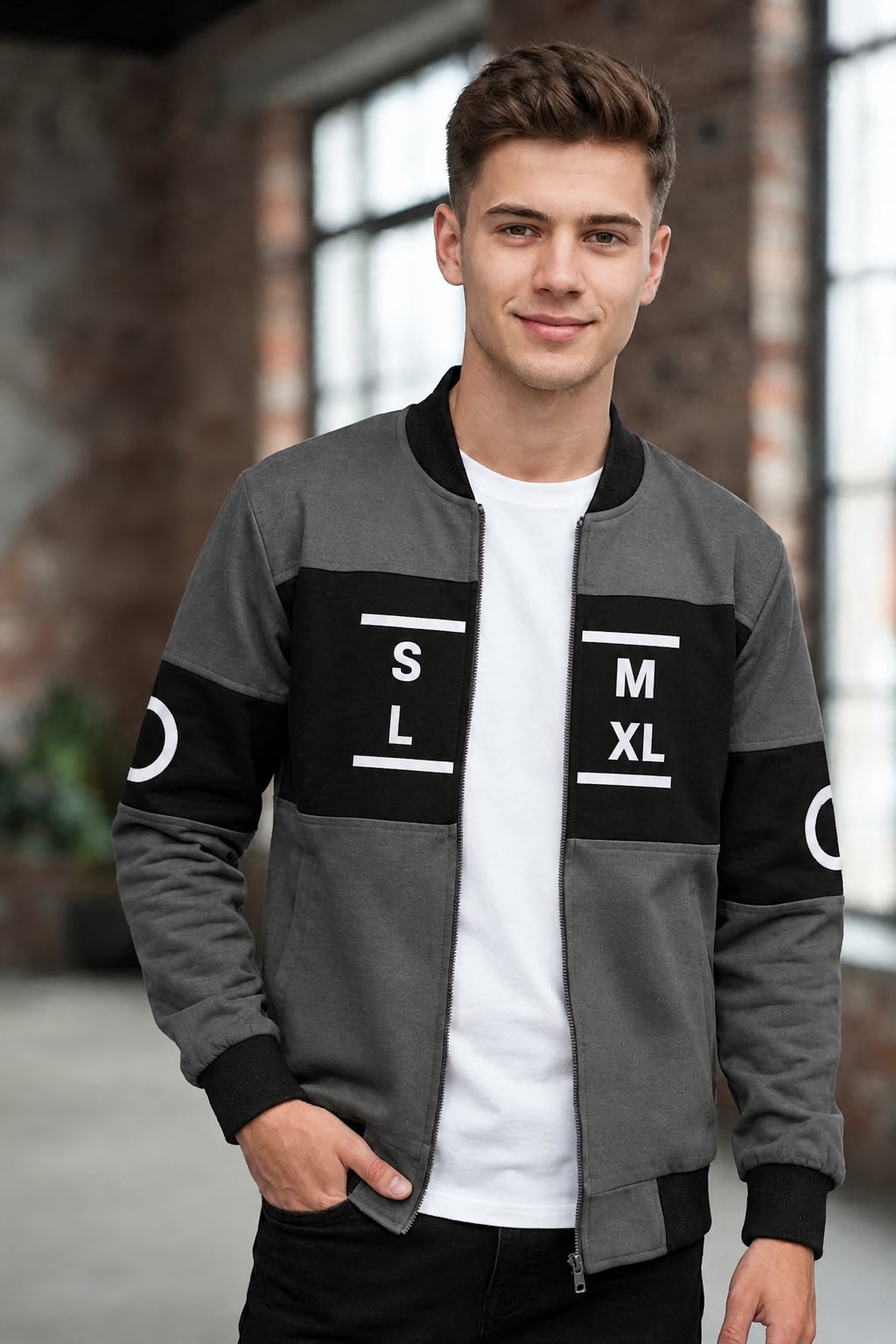 Urban Block-Print Fleece Winter Jacket