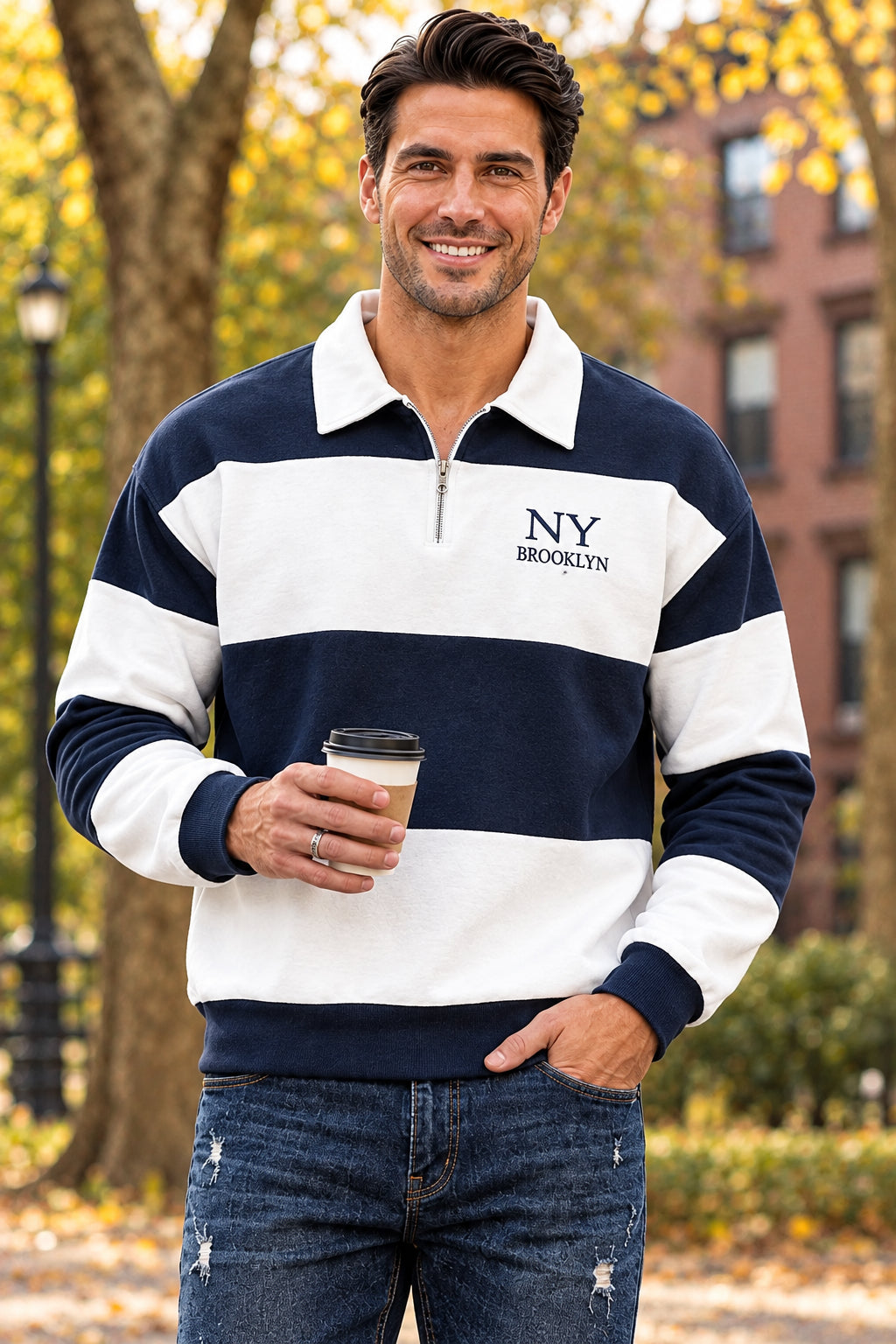 Winter Brooklyn Letter Sweatshirt For Men