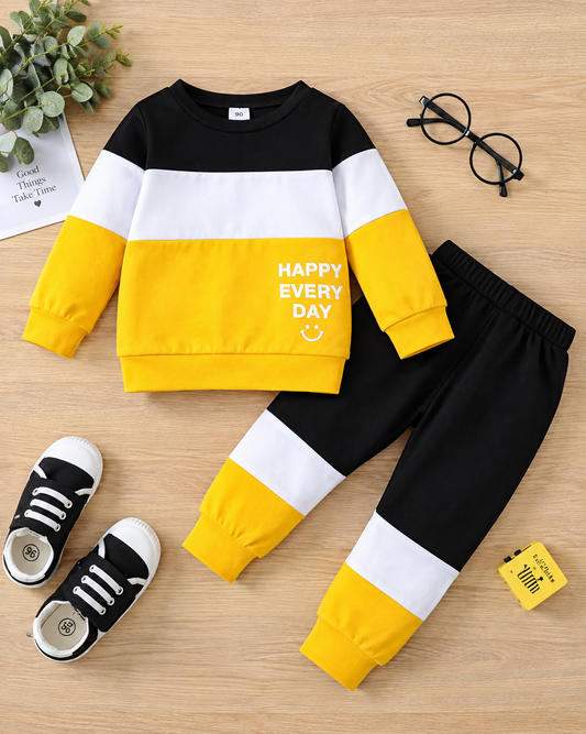 Winter Fleece Suit – Black & Yellow Happy