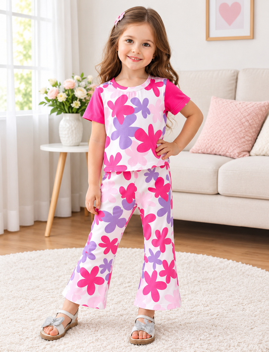 marry flowers kids pjs set