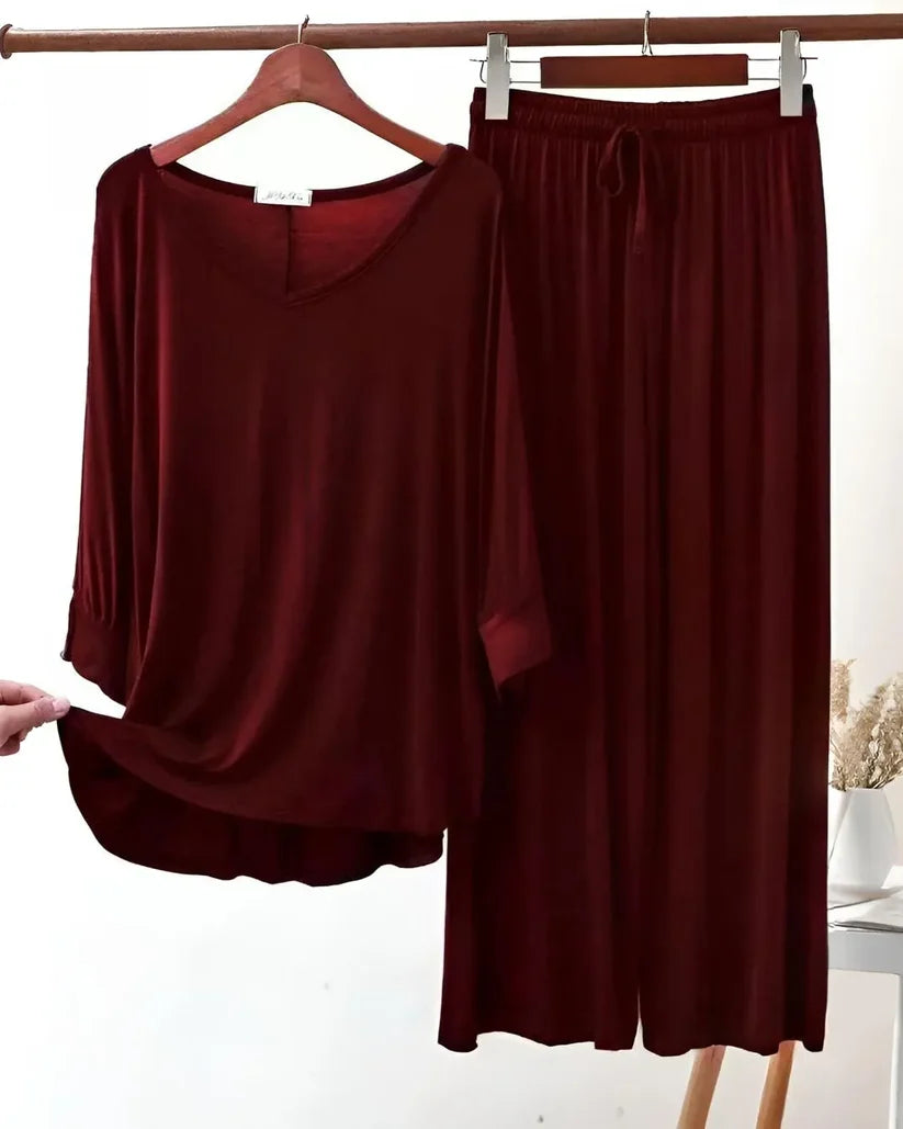 Soft & Comfortable Maroon Plazzo Nightwear Set