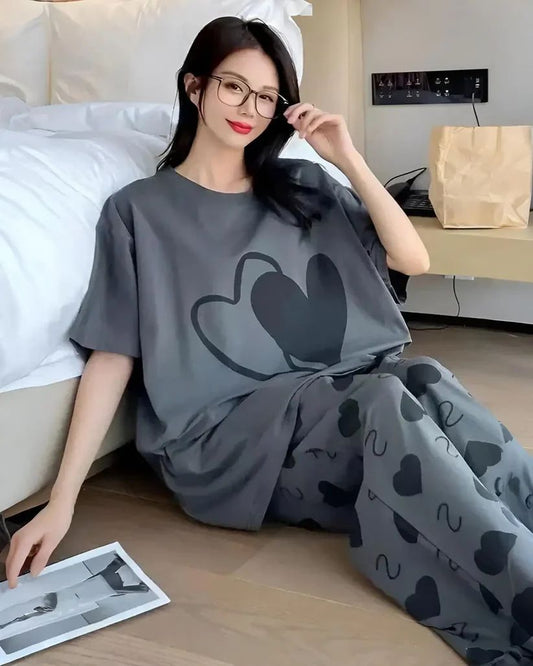 Double Heart printed Night Suit