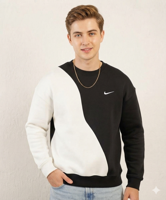 Split-Color Casual Pullover
