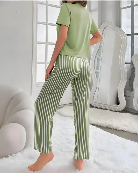 Green Heart Print  Nightwear Set