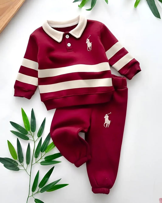 Kids Winter Fleece Suit – Maroon Horse